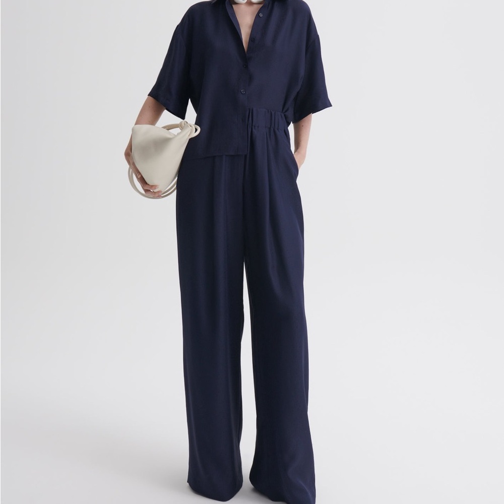 NWT Scanlan Theodore Silk Jacquard High Waist Wide Leg Trousers AU6/US2